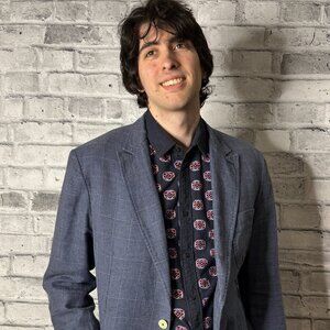 Massimo Dutti Blue Checkered Blazer with Elbow Patches